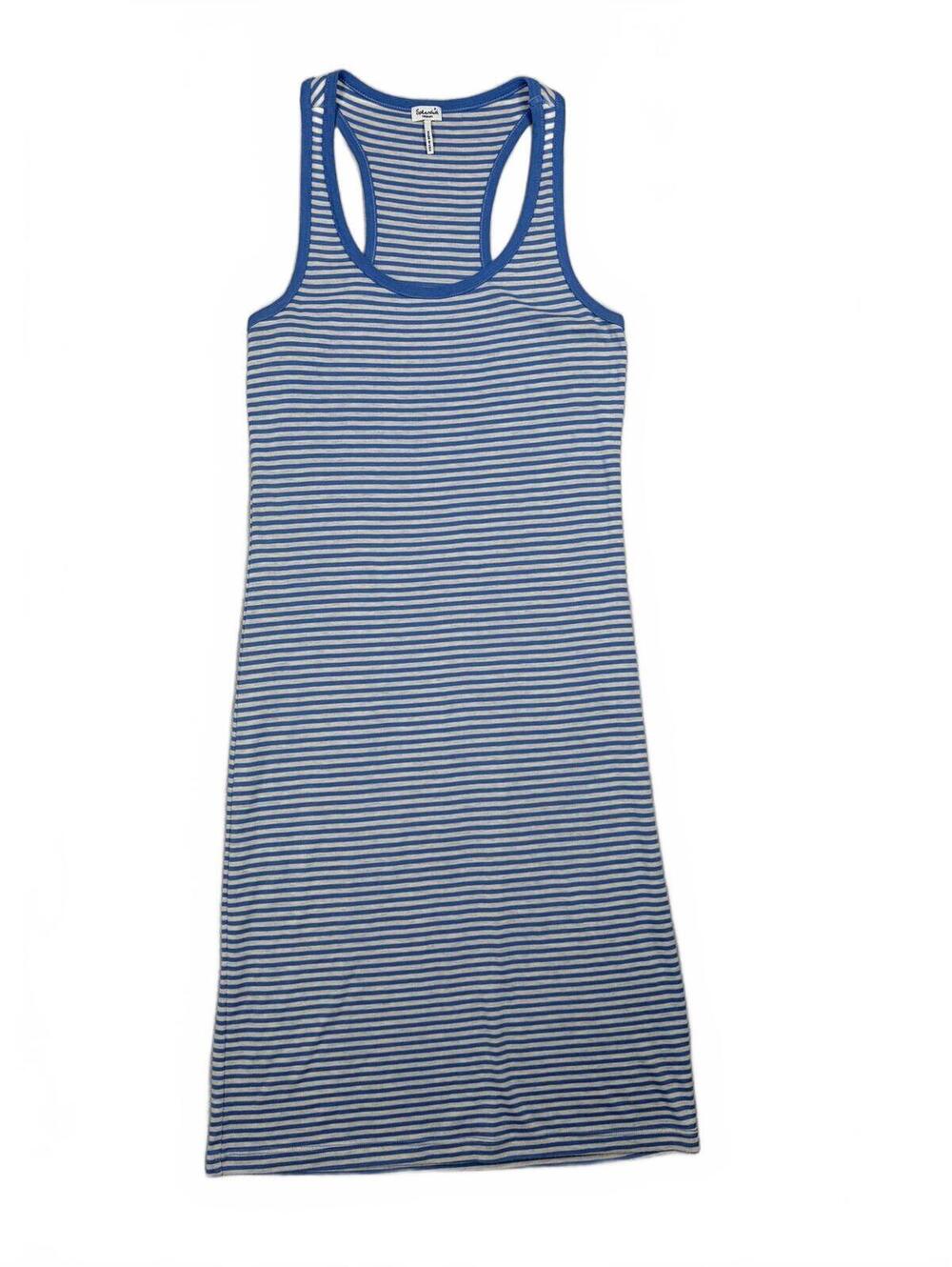Splendid Fitted Striped Racerback Midi Dress Size M Casual Summer Royal Blue